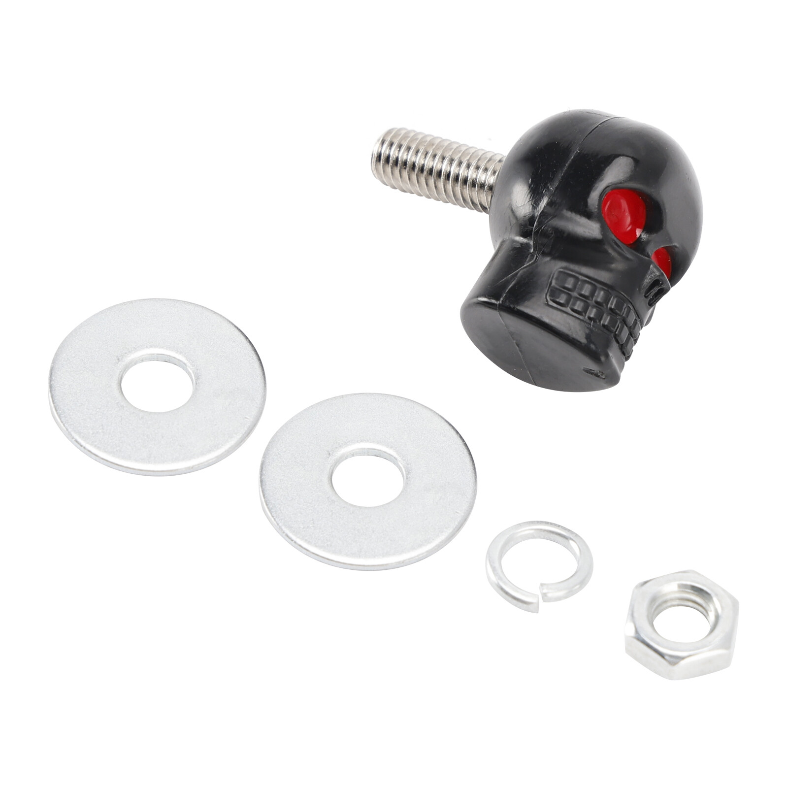 4x Motorcycle Bike Plastic Black Skull License Plate Bolt On Screw On Frame Nut