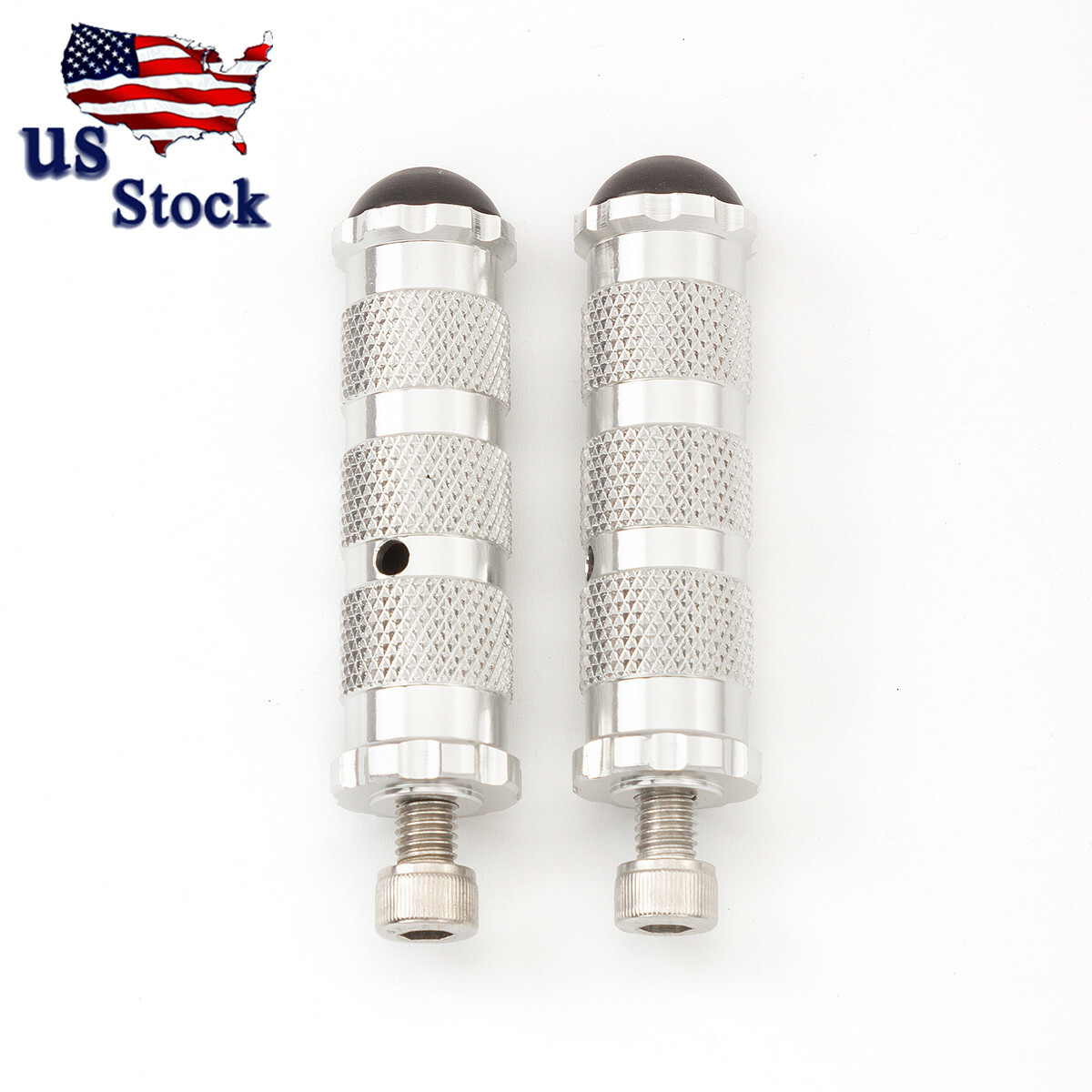 CNC Motorcycle Footrests Footpeg Foot Rests Pegs Rear Pedals Silver Universal M8