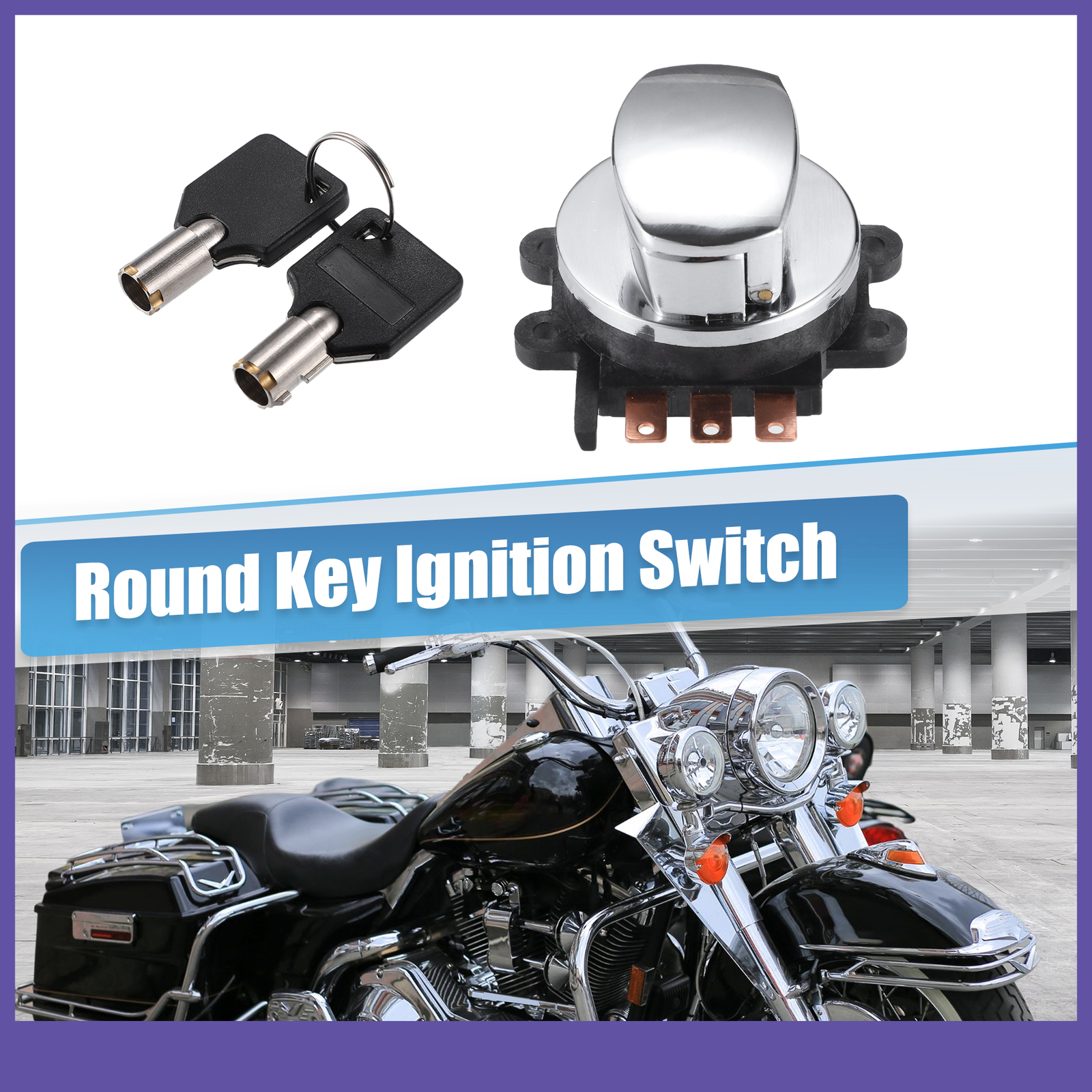 Round Key Ignition Switch ONE Custom for Harley-Davidson Softail Road King 93-13