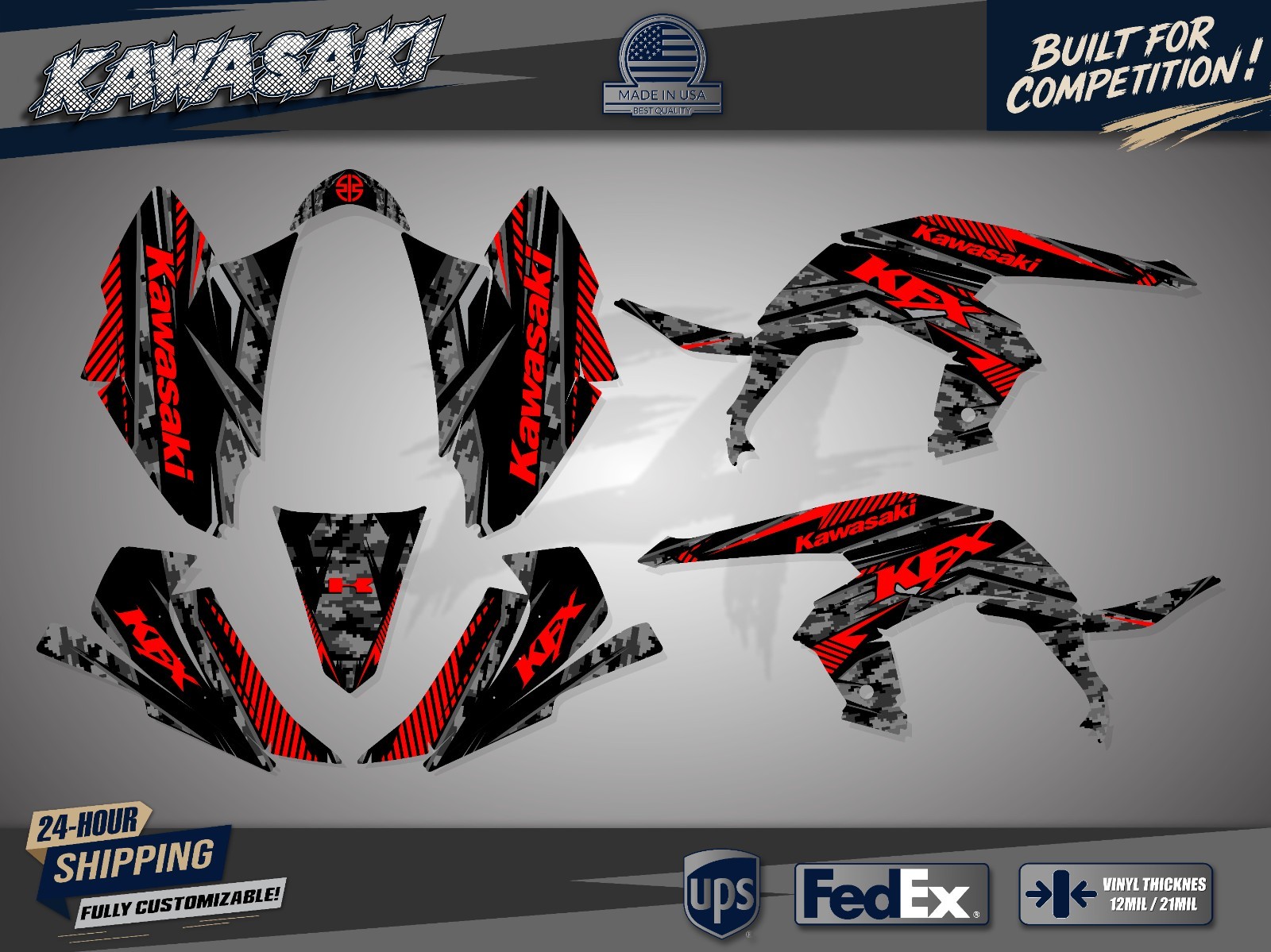 Kawasaki KFX 450R Graphics Kit Decals Stickers 2008–2014 Custom ATV KFX450R