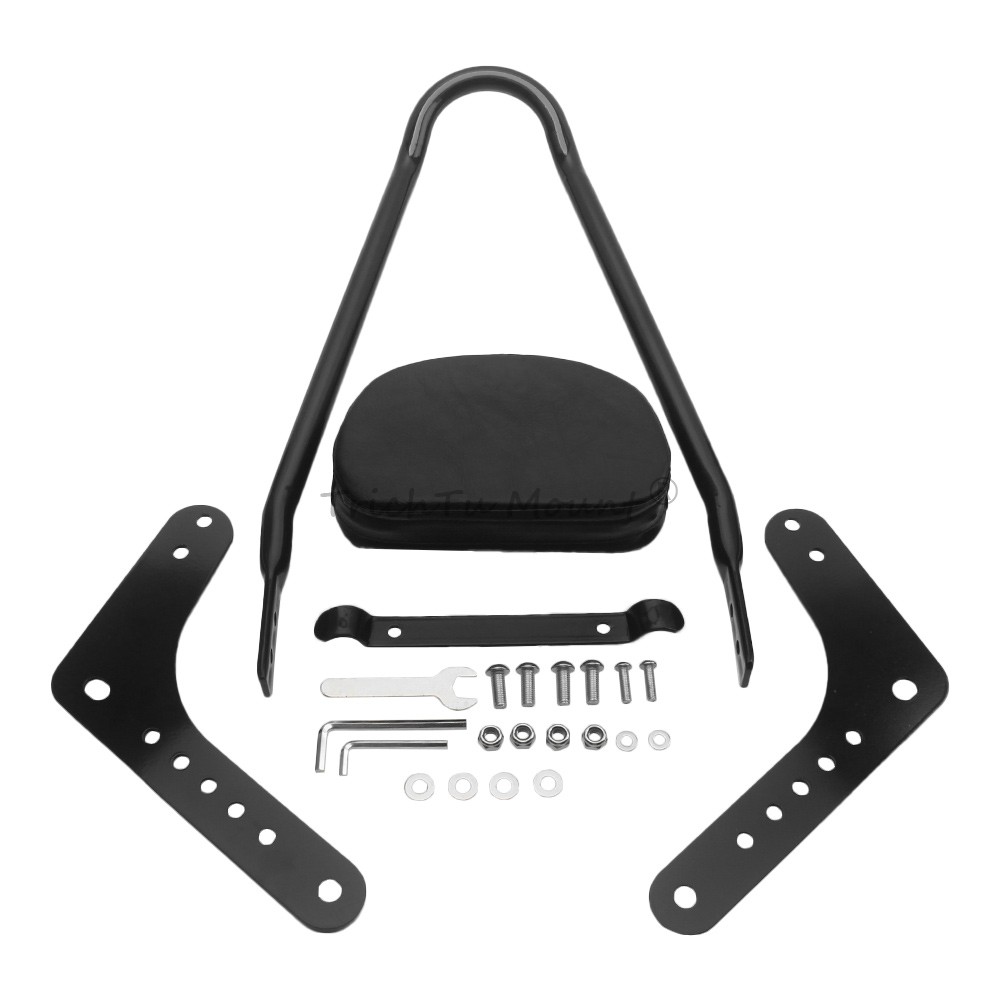 Black Motorcycle Sissy Bar Passenger Backrest Pad For Harley FXST FLSL FLHC FLDE