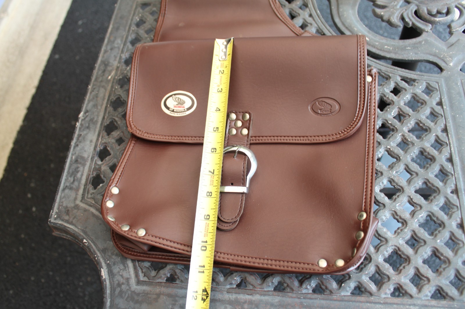 Vintage Rare Honda of Mineola Brown Vinyl Motorcycle Saddle Bags