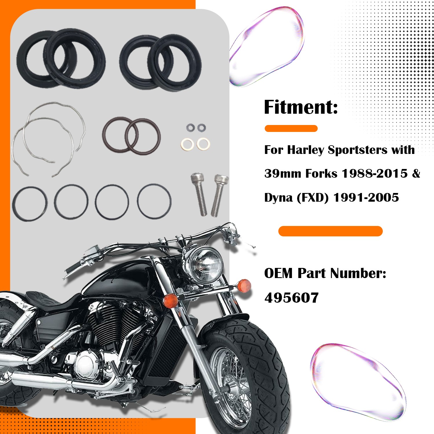Fork Seals Rebuild Kit 39mm For Harley Sportster 883 1200 XLH1200 XL883 1988-15