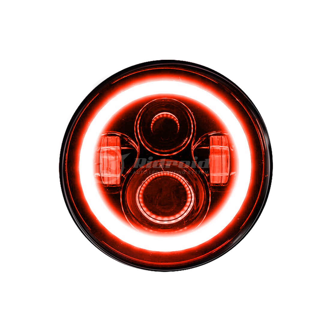 7″ inch Round LED Headlight w/ Red Halo DRL for Harley Davidson Fat Boy FLSTF