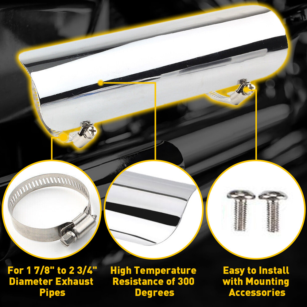 Universal Chrome Exhaust Muffler Pipe Heat Shield Cover Heel Guard Motorcycle