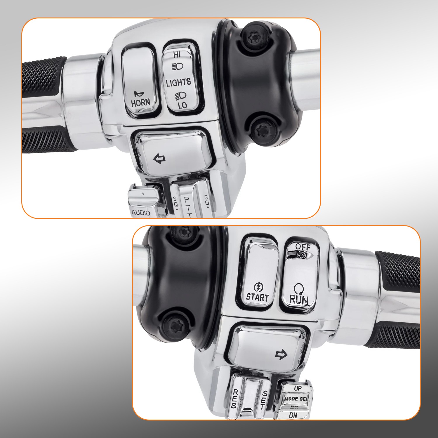 Chrome Hand Control Switch Housing Cap Button For Harley Touring Softail 96-13