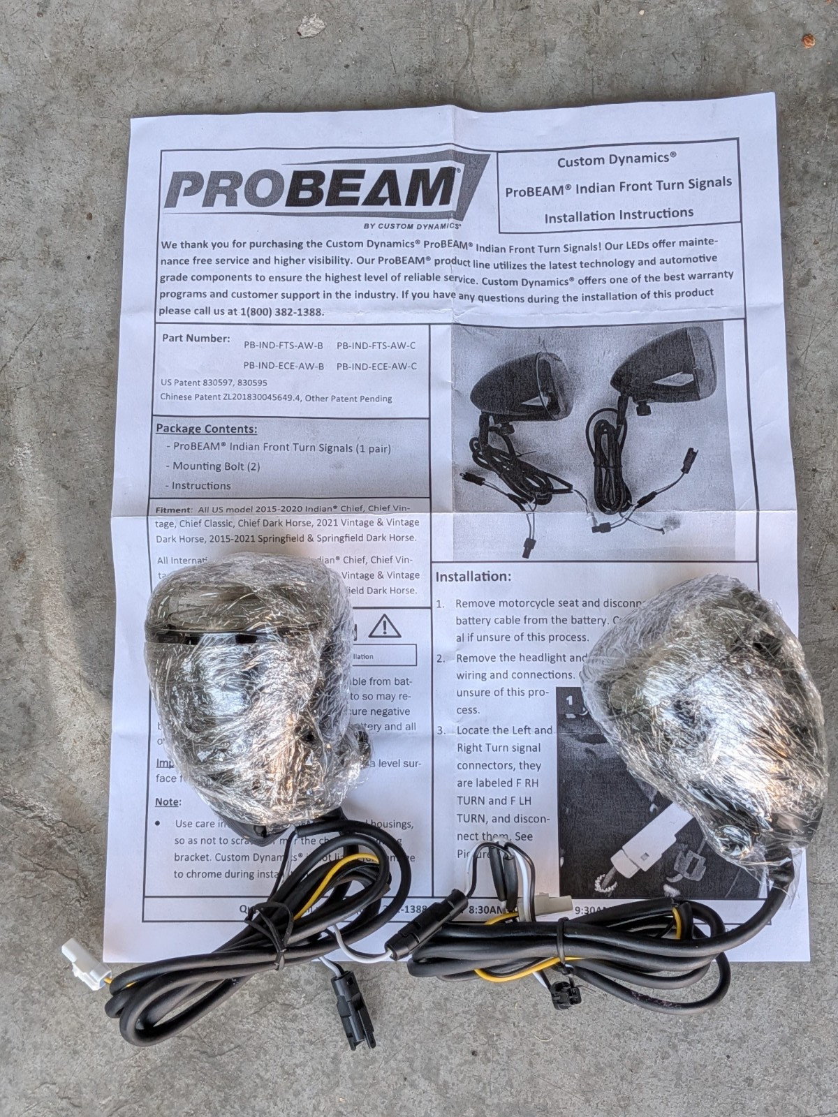 Custom Dynamics ProBEAM Front LED Turn Signals, Gloss Black, Indian Motorcycles