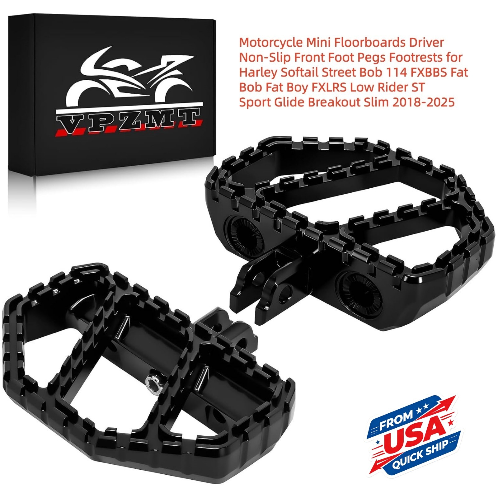 Driver Mini Floorboards Non-Slip Front Foot Pegs Footrests For Harley Softail