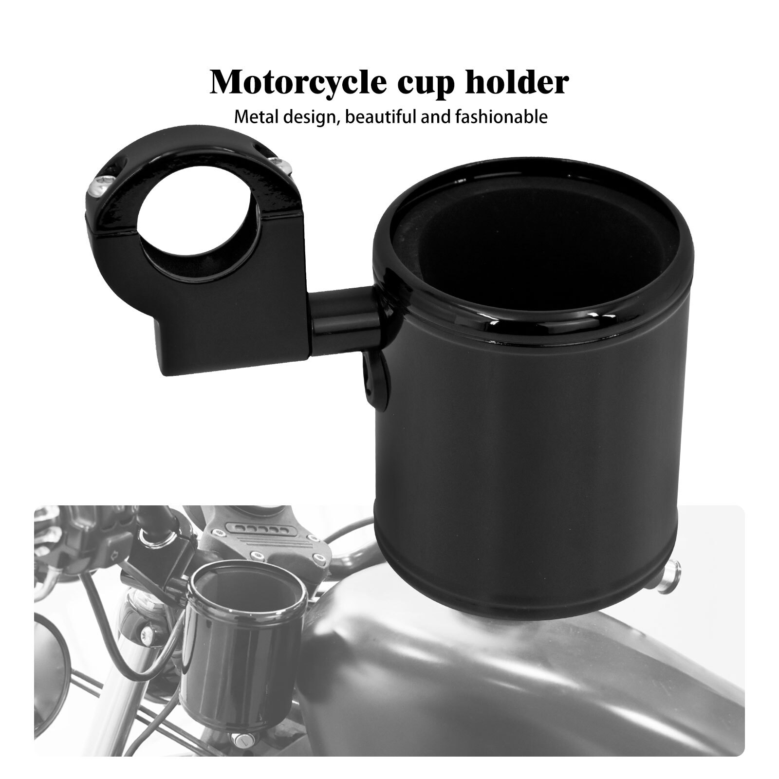 Black Motorcycle Cup Holder Handlebar Drink Bottle Holder For Harley Universal
