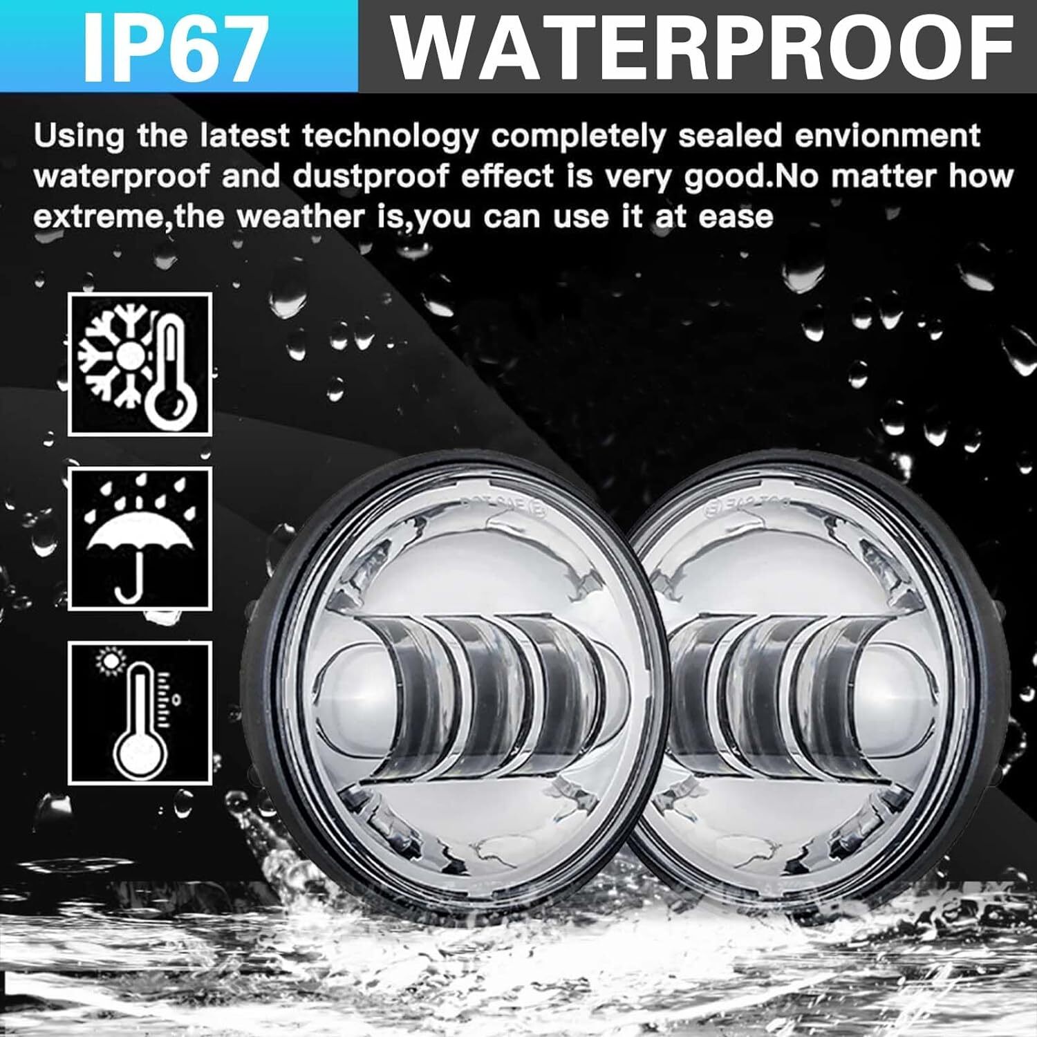Pair 4.5” Inch Round LED Chrome Fog Lights Driving Lamp For Touring Dyna 12-16