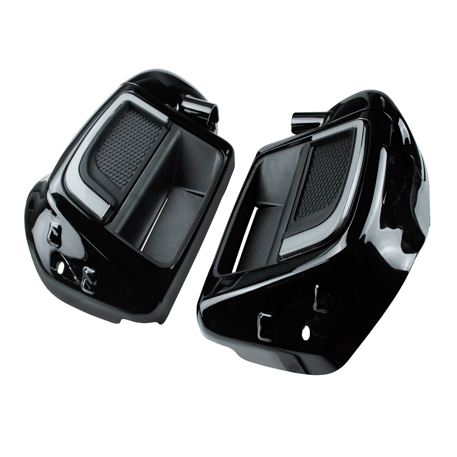Lower Vented Leg Fairing Grille LED Light For Harley Road Street Glide 2014-2024