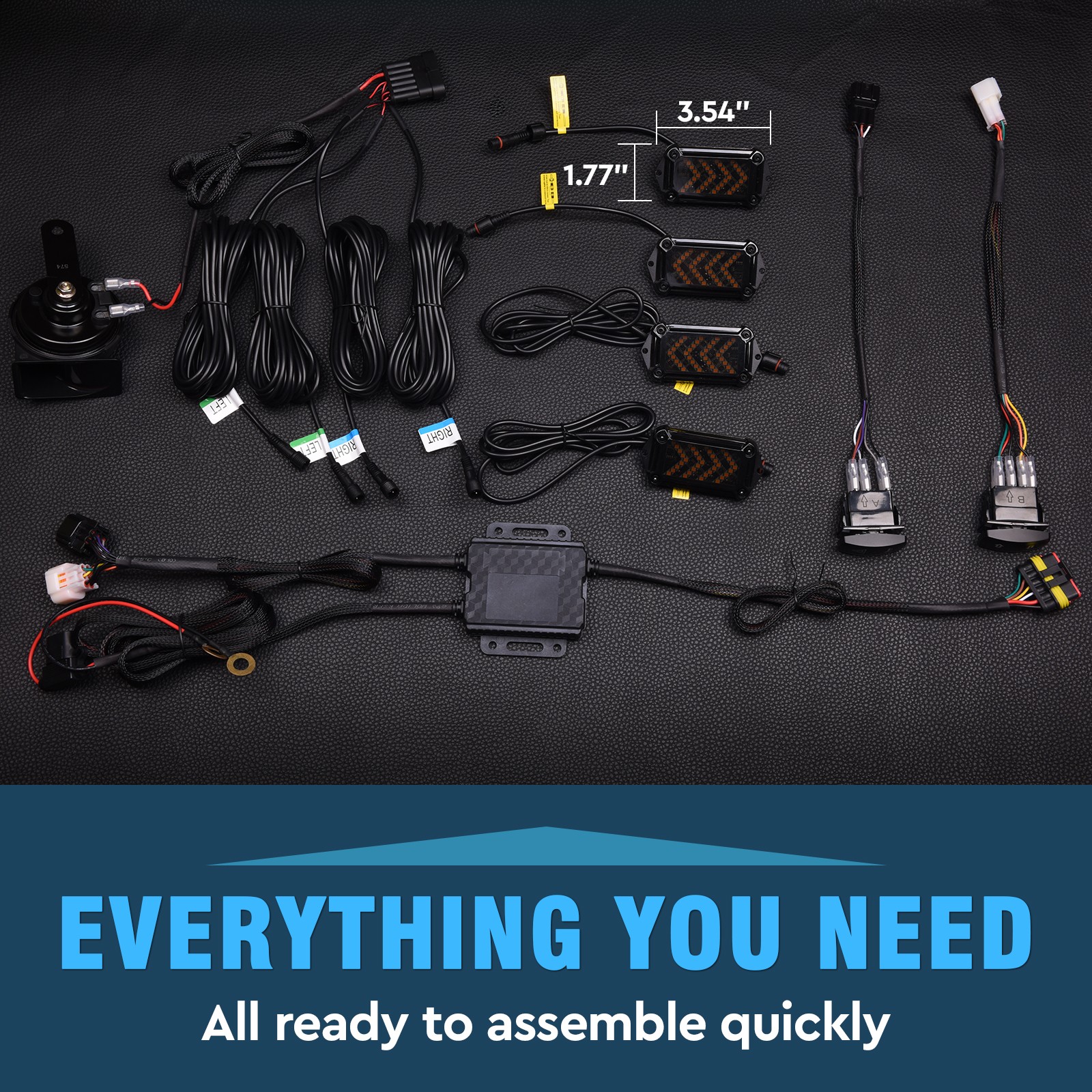 Arrow-Flow Street Legal UTV Turn Signal Kit with 110dB Horn and Rock Switch Kit