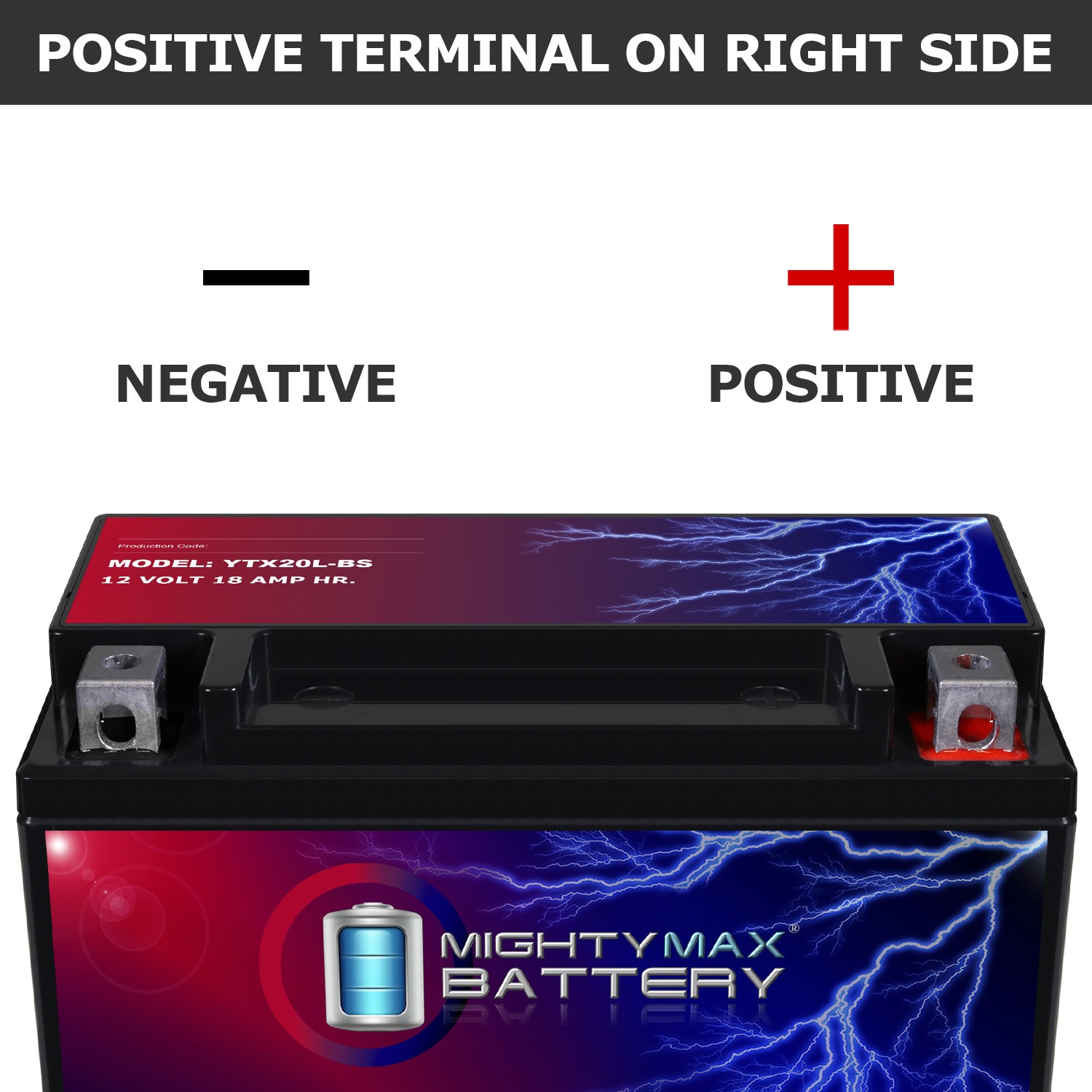 Mighty Max YTX20L-BS – 12 Volt 18 AH, 270 CCA, Rechargeable Maintenance Free SLA