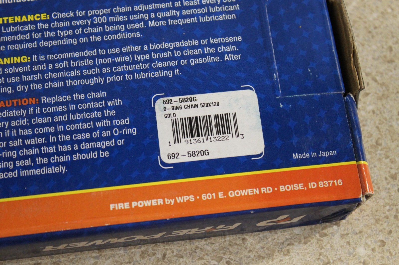 NEW Fire Power Gold O-Ring Drive Chain 520×120 & Master Link 7576 KC