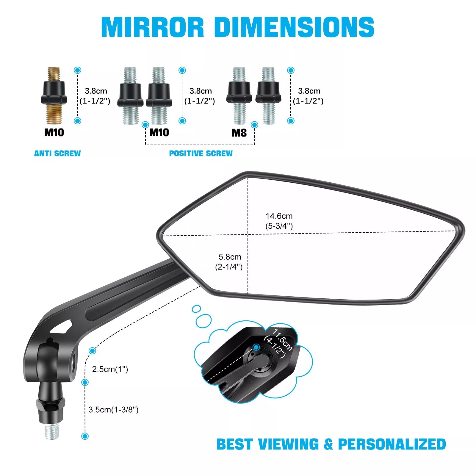 Motorcycle Mirrors Rearview Black For Honda Grom MSX125 2020 2019 2018 2017 2016