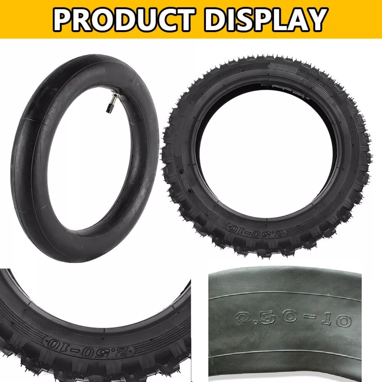 2.50 – 10″ Tire & Inner Tube For Honda CRF50F XR50R 2.50×10 2.5-10 Dirt Pit Bike