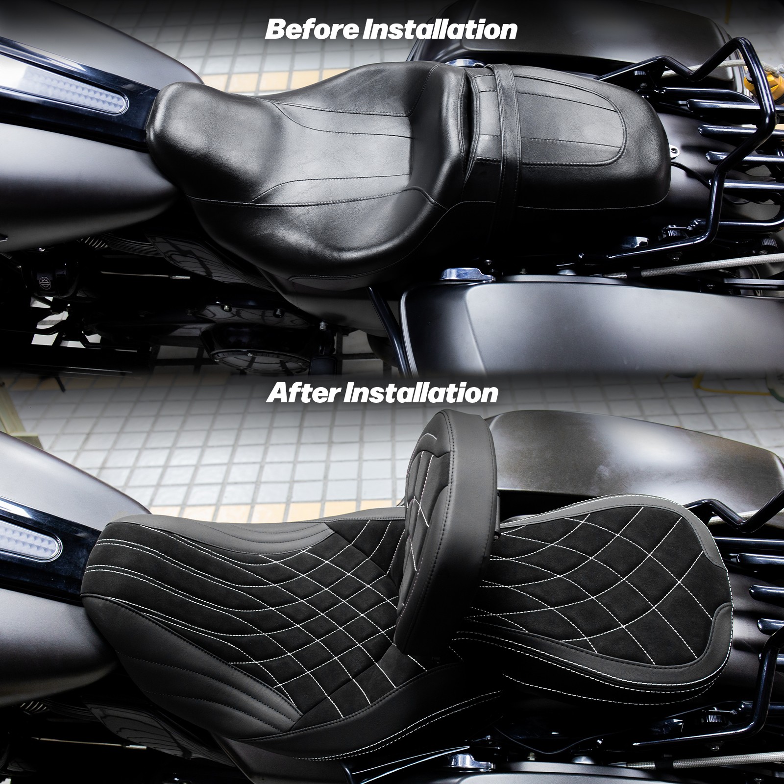 For Harley Road King Road Glide 2009-2023 New Upgrade Seat & Backrest Pad 1 set