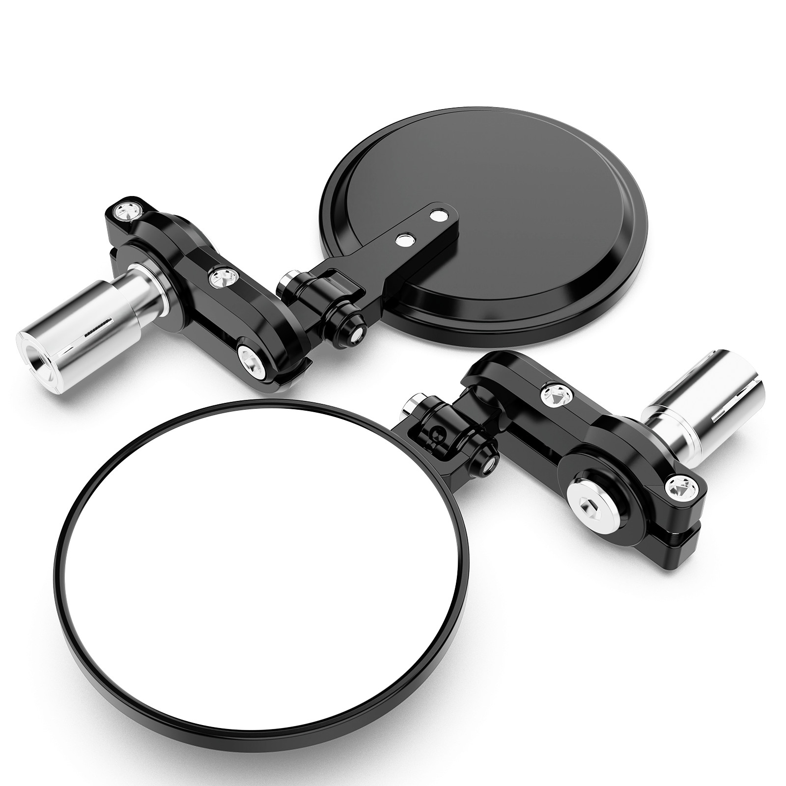 2PCS Universal Motorcycle Round 7/8″ 22mm Handle Bar End Rearview Side Mirrors