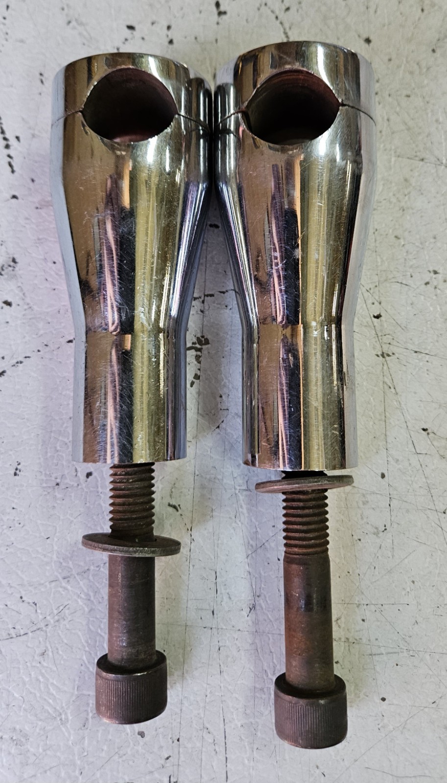 HARLEY DAVIDSON 1949-59 PANHEAD STYLE CHROME RISERS 4 IN TALL FOR 1 IN HANDLEBAR