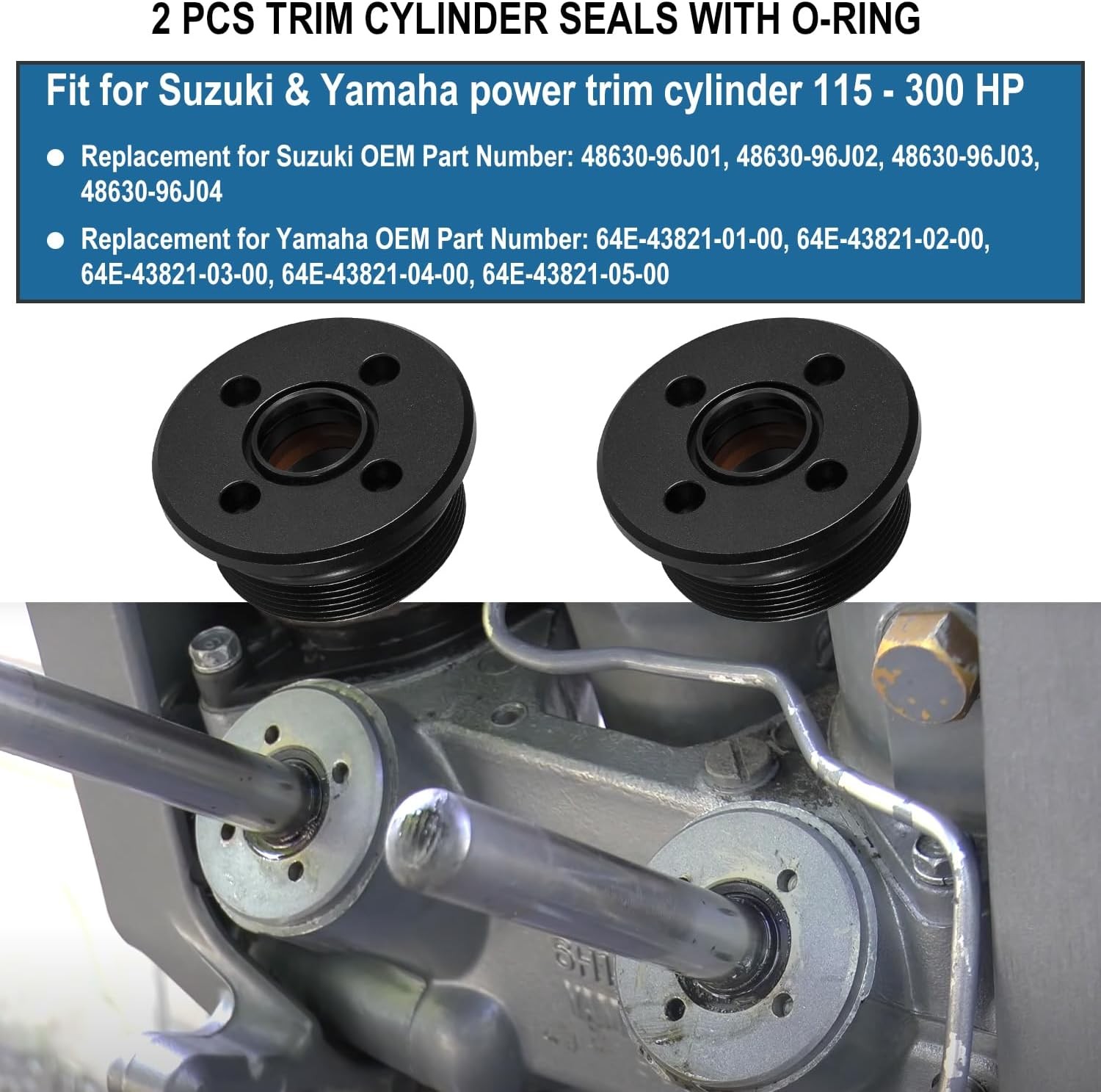 Trim Cap Cylinder Seals O-ring, 2 PCS, Suzuki Yamaha 4 Cyl 6 Cyl Stroke 115-300