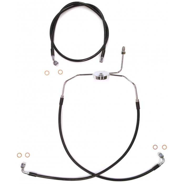 Magnum Black Coated XR Stainless Front Brakeline Kit – 25in. Upper Brake Length