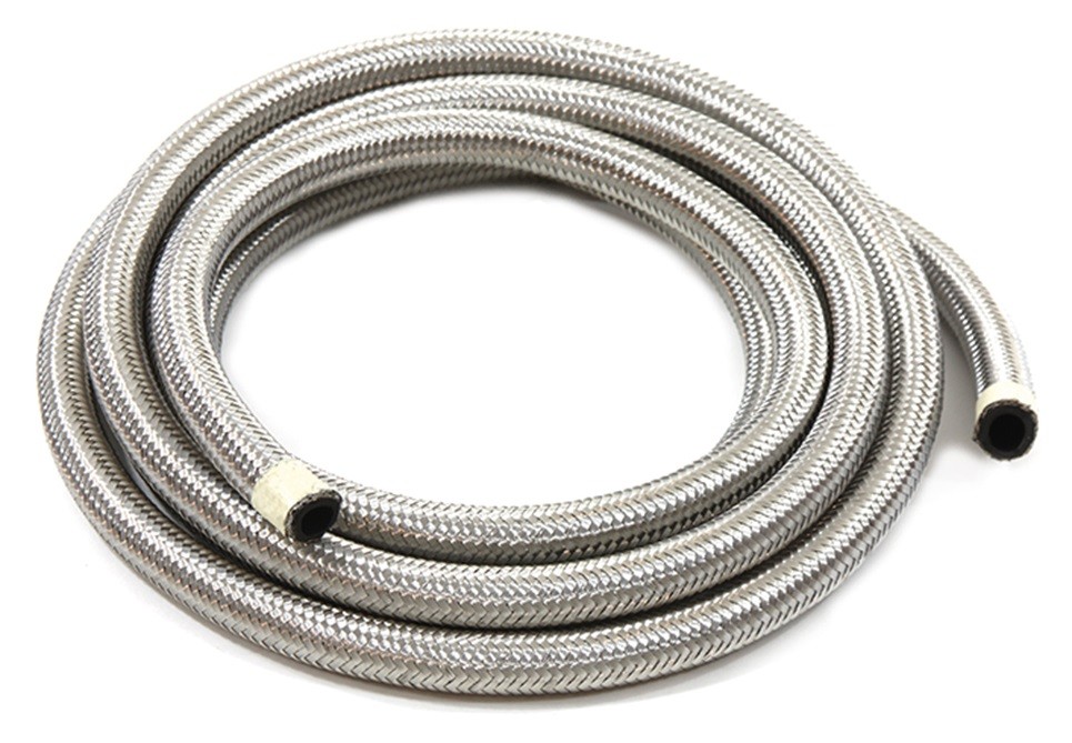 Stainless Steel Braided Hose Oil/Fuel Line I.D. 5/16 inch (8mm), Length = 120 cm