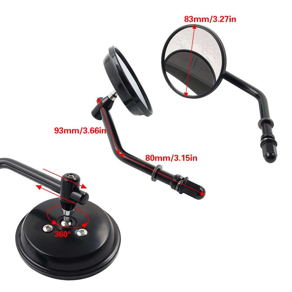 Motorcycle Round Retro Rearview Side Mirrors Chrome For Harley Davidson 8mm