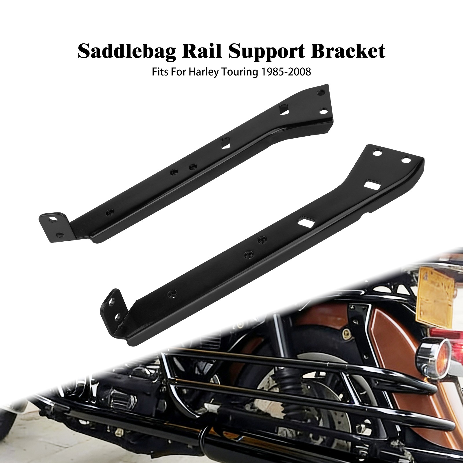 Saddlebag Rail Support Bracket Black For Touring Electra Glide FLHT 1985-2008