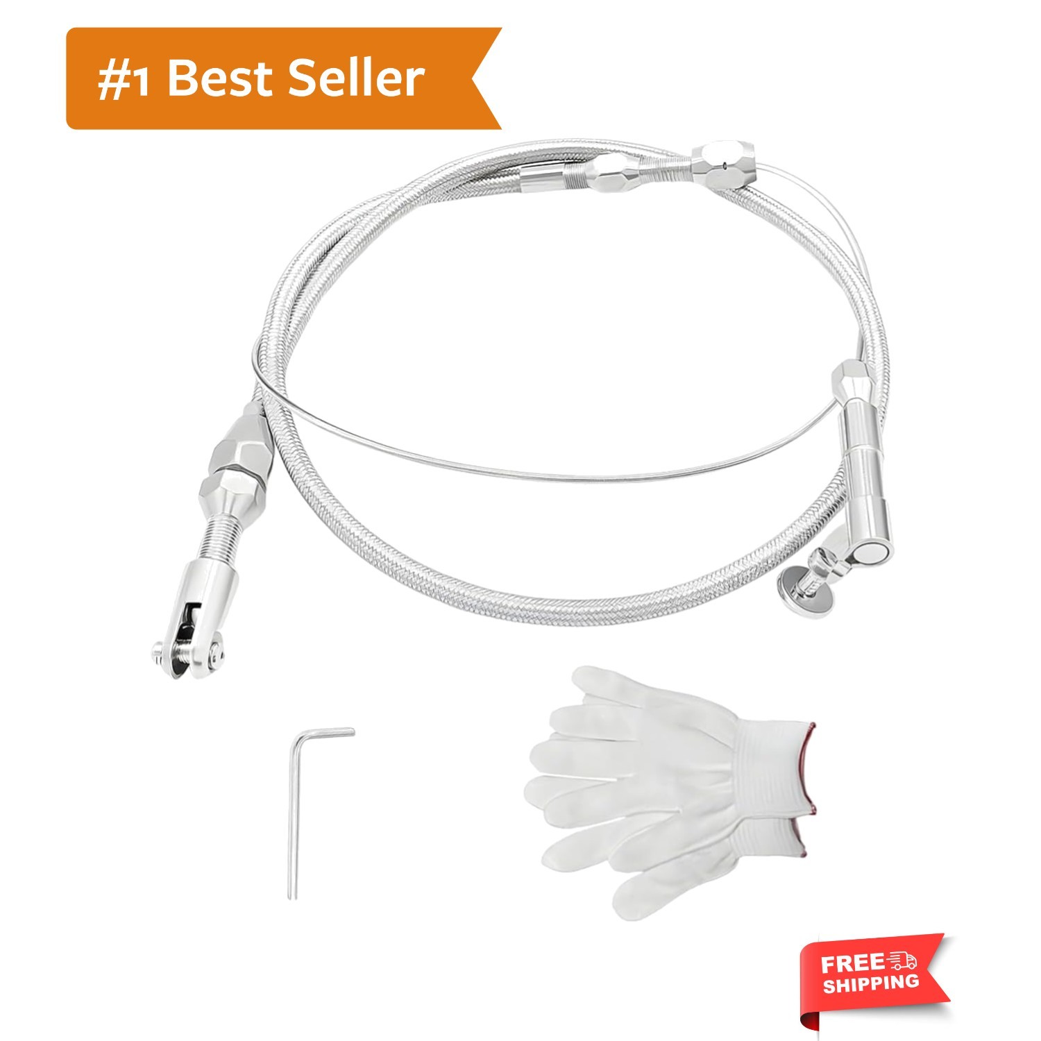 36″ Car Braided Throttle Cable Kit, Stainless Steel Car Accelerator Cables wi…