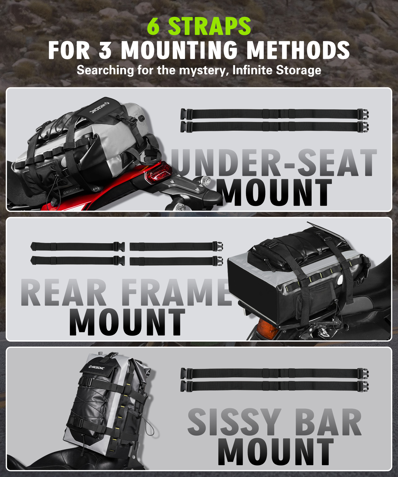 Waterproof Motorcycle Huge Bag Sissy Bar Helmet Roll Luggage For Harley Softail