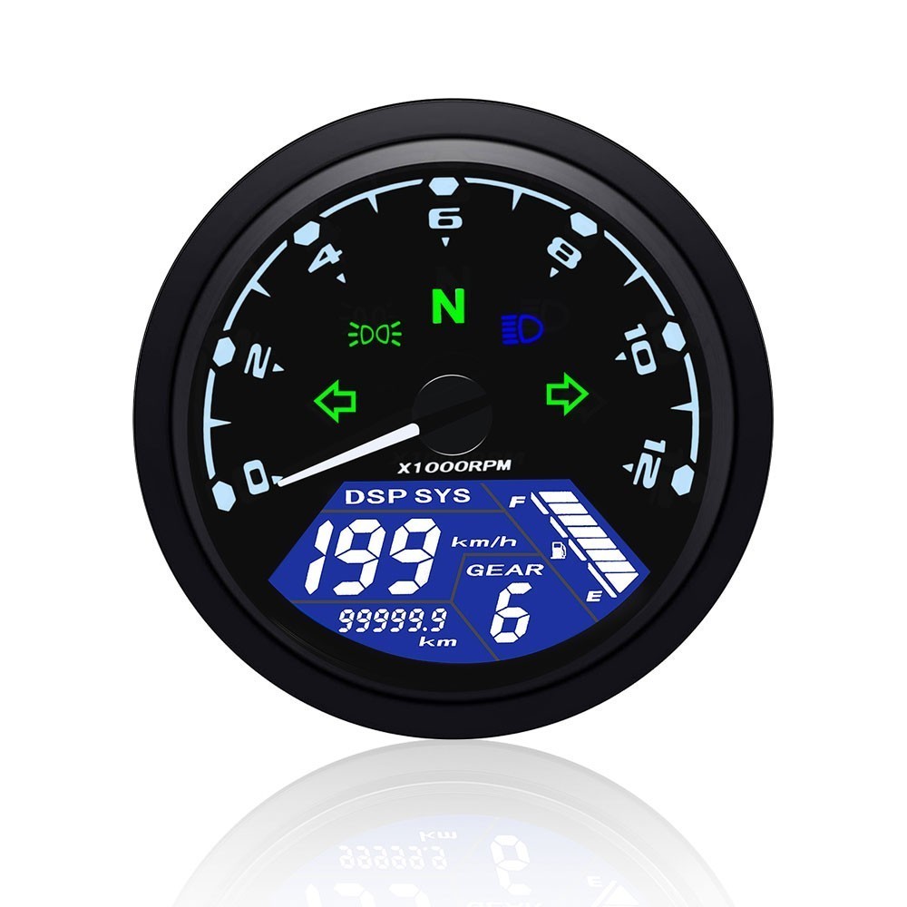 LCD Digital Gauge Motorcycle Speedometer Tachometer Odometer MPH KM/H Universal