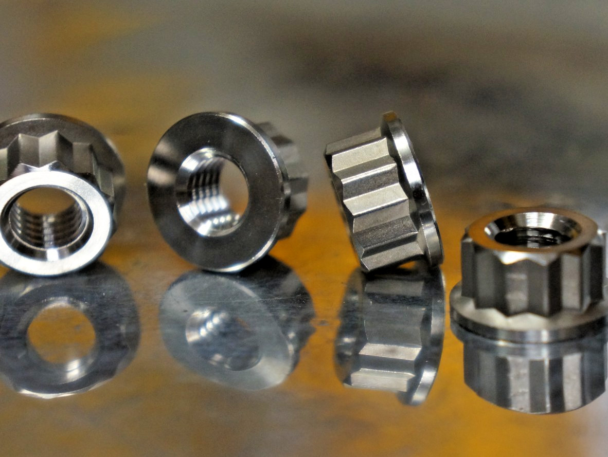 8x set M8 x 1.25mm 8×1.25 M8x1.25 12 Point Titanium Ti Sprocket Flange Nut