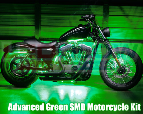 NEW LEDGLOW 8pc GREEN LED NEON FLEXIBLE MOTORCYCLE MOTO LIGHTING KIT