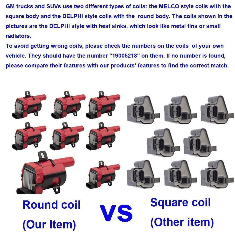8 Pack Ignition Coils HIGH OUTPUT For Chevrolet GMC Sierra Express LS 5.3L D585