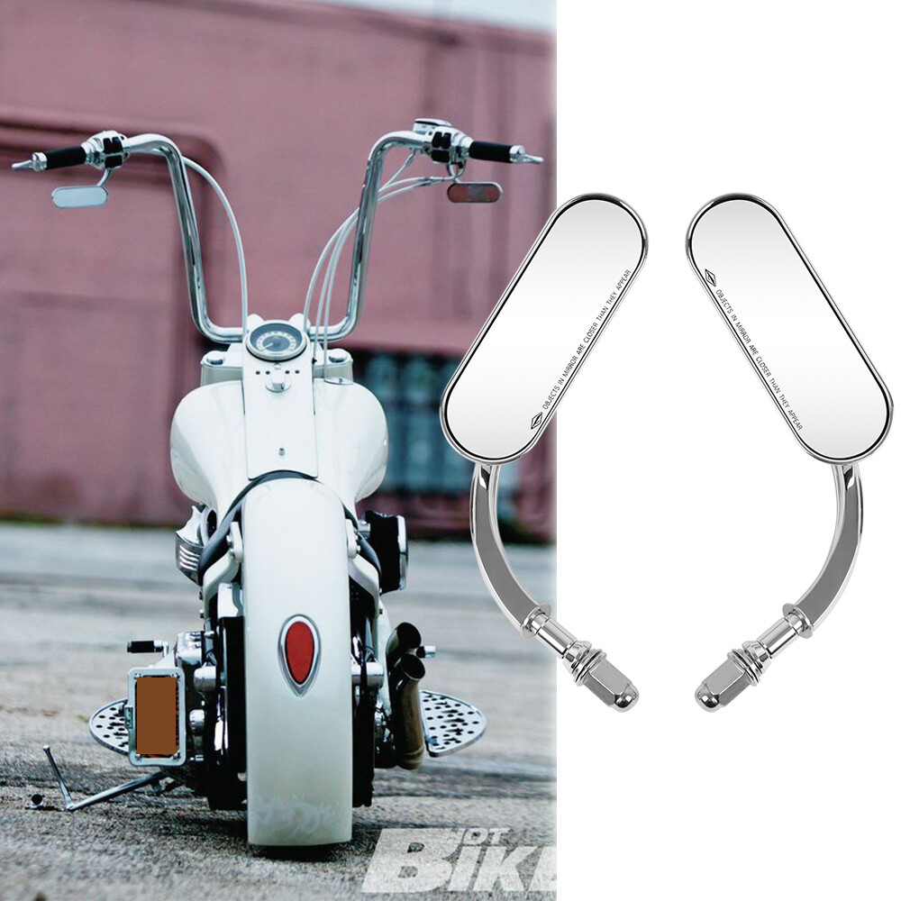 Chrome Mini Oval Motorcycle Rear View Mirror For Harley Davidson Softail Deluxe