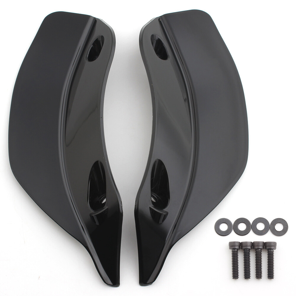 Black Side Wings Upper Fairing Wind Air Deflector for Harley Road Glide 2015-21