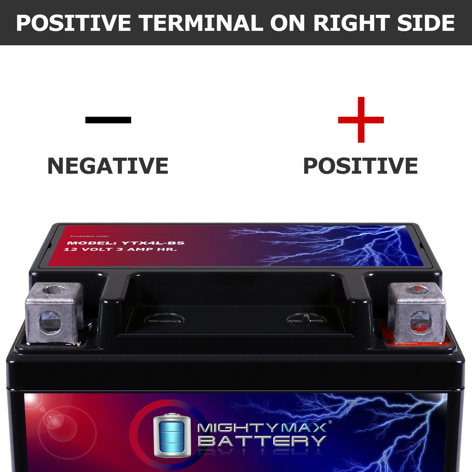 Mighty Max YTX4L-BS – 12 Volt 3 AH, 50 CCA, Rechargeable Maintenance Free SLA AG