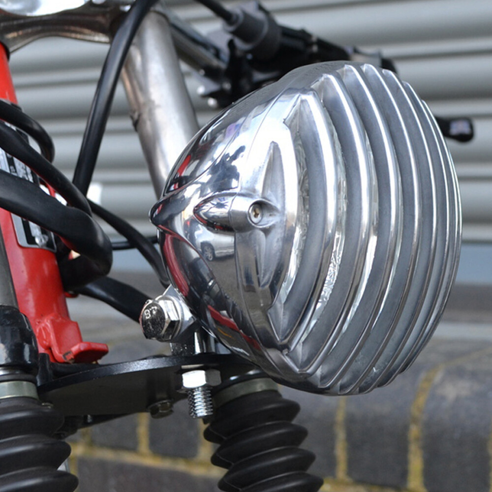 Motorcycle 4.7″ Finned Grill Headlight For Harley Dyna Sportster Bobber Chopper