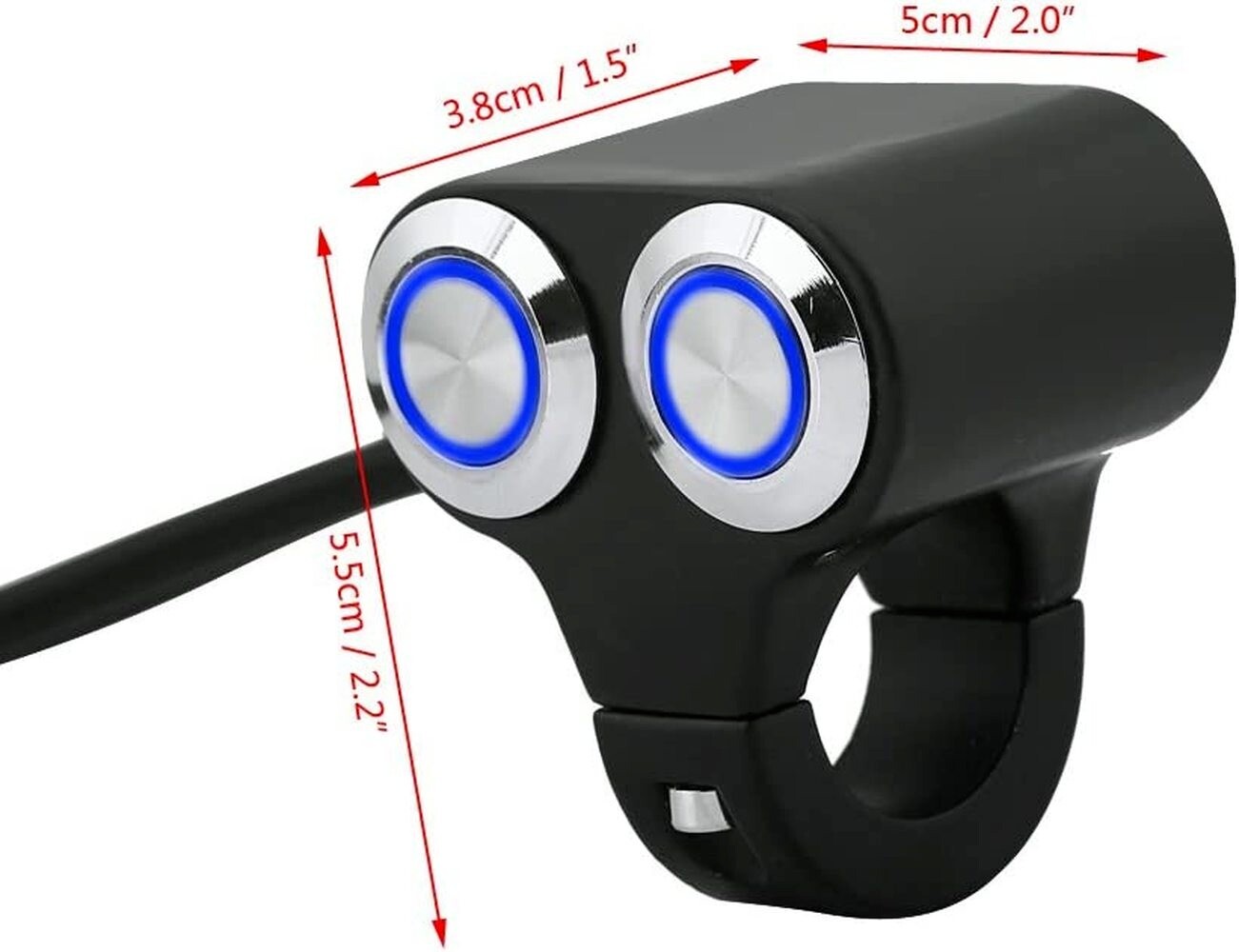 12V 22mm 7/8” Motorcycle Handlebar Headlight Fog Spot Light Dual on off Switch