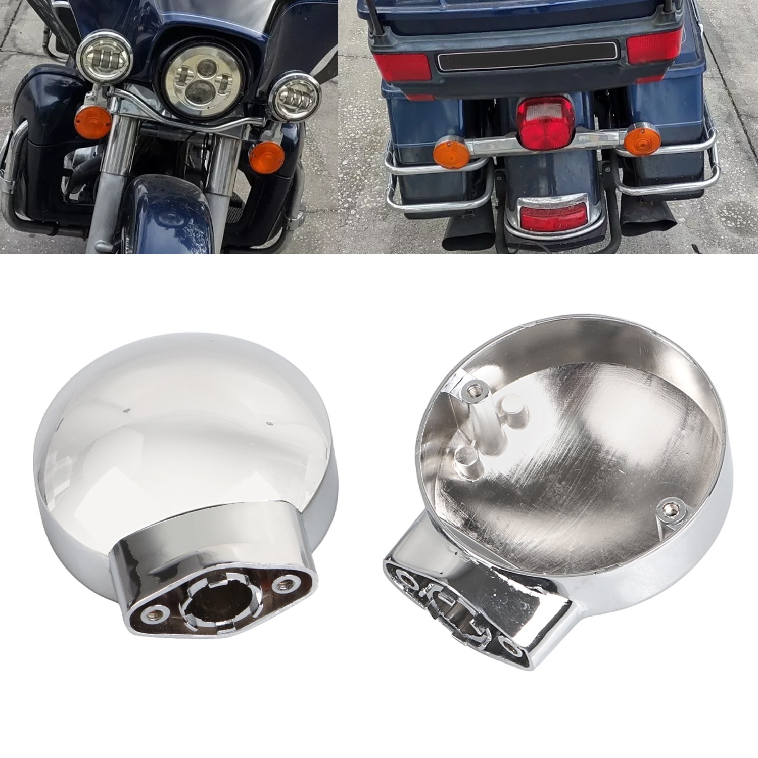 Aluminum Alloy Front Rear Flat Turn Signal Light Housing For Harley Tour Glide