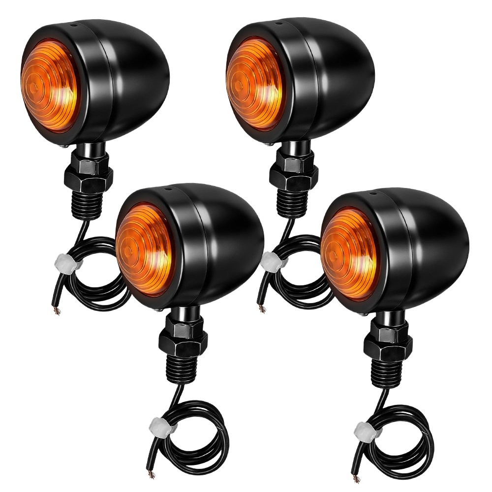 Motorcycle Amber Lens Turn Signals Light Black Bullet Lamps Universal 12V 1-5SET