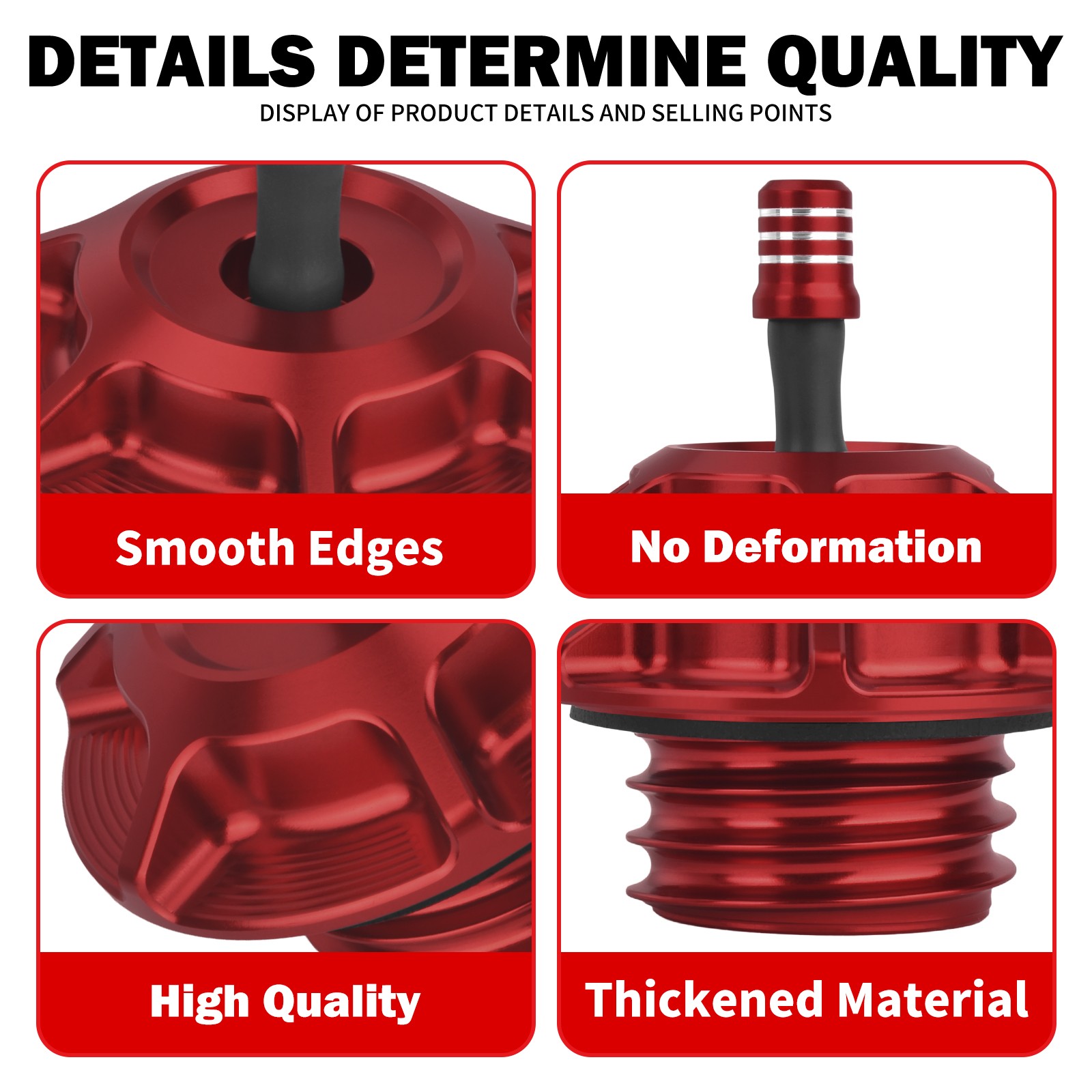Gas Fuel Tank Red Cap w/ Vent Tube Universal Fit For Harley Touring Softail Dyna