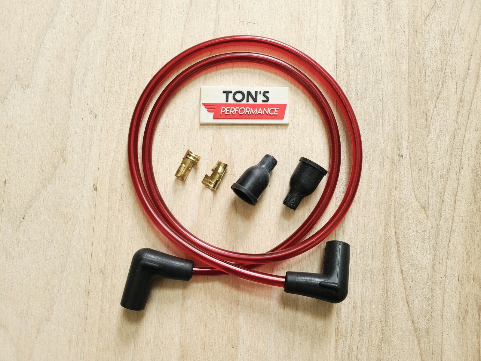 40″ VINTAGE UNIVERSAL RED PVC TRANSLUCENT SPARK PLUG WIRE 7MM KIT COPPER CORE