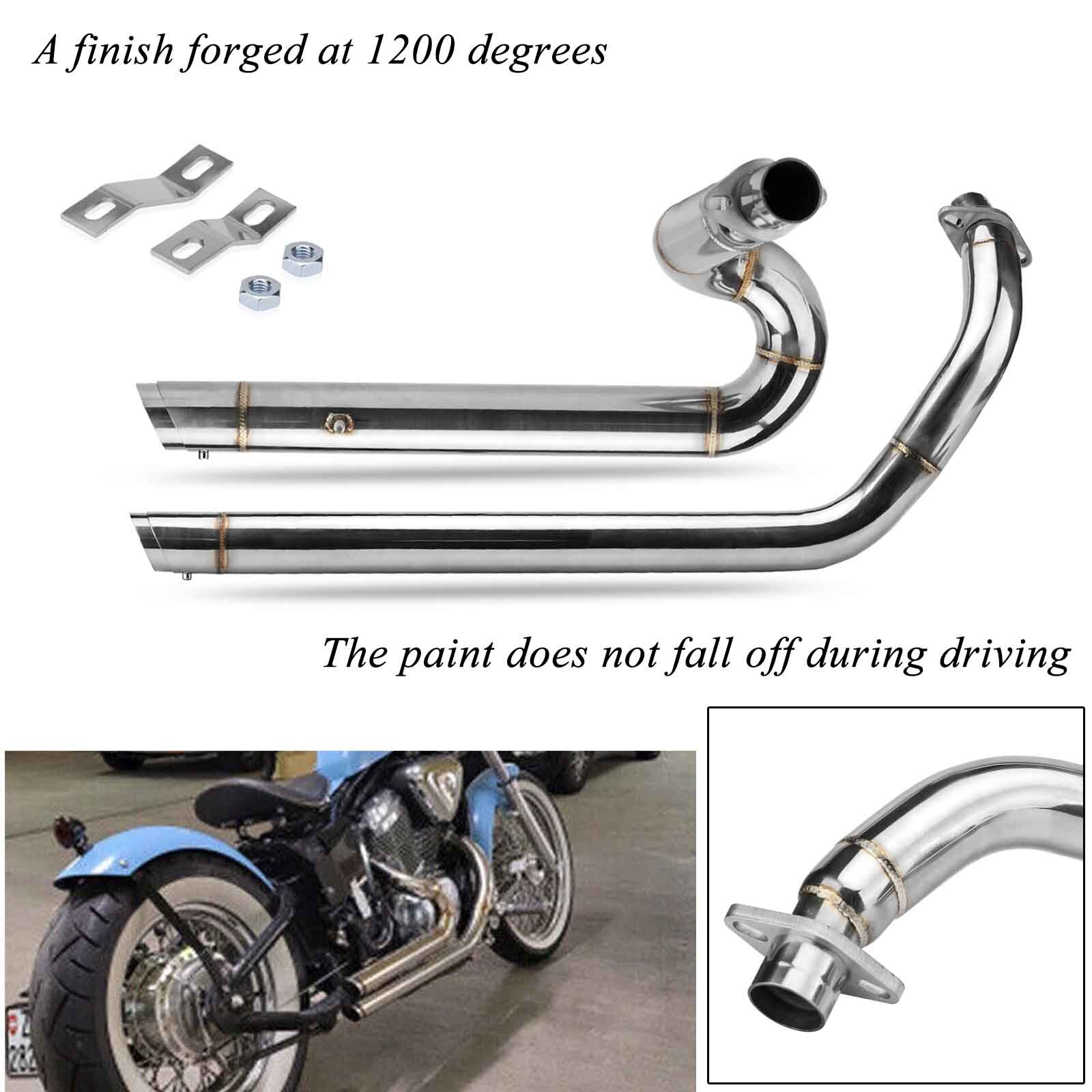 Chrome Exhaust Pipe System Muffler For Honda Shadow VLX600 VT600C VT600CD VT400