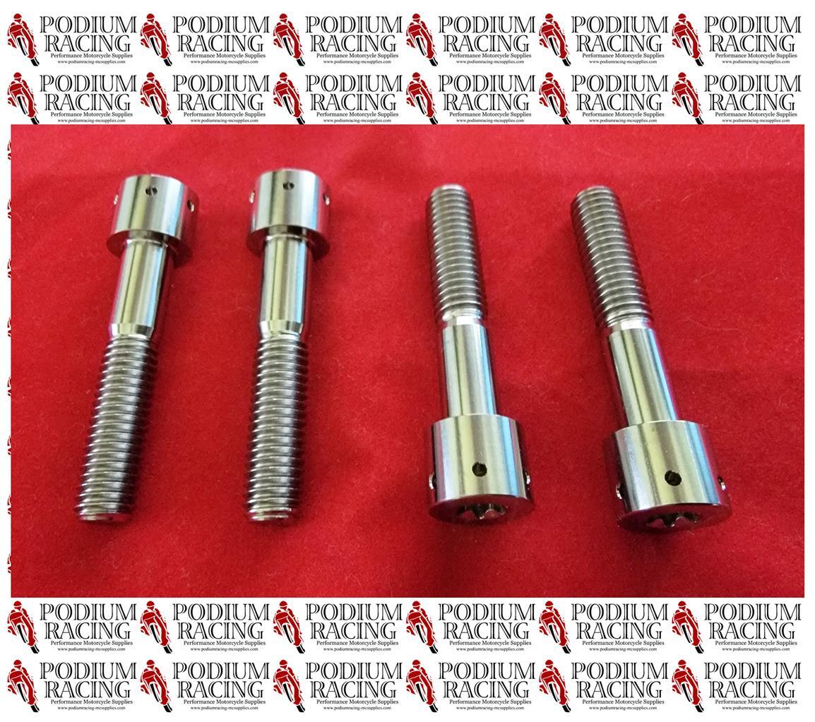 RACE DRILLED SILVER TITANIUM FORK PINCH BOLTS TORX DRIVE M8 x 40mm SET OF 4 PCS