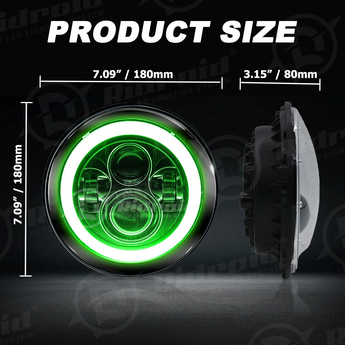 7″Inch 150W LED Halo Headlight Green DRL For Harley Davidson Dyna Switchback FLD