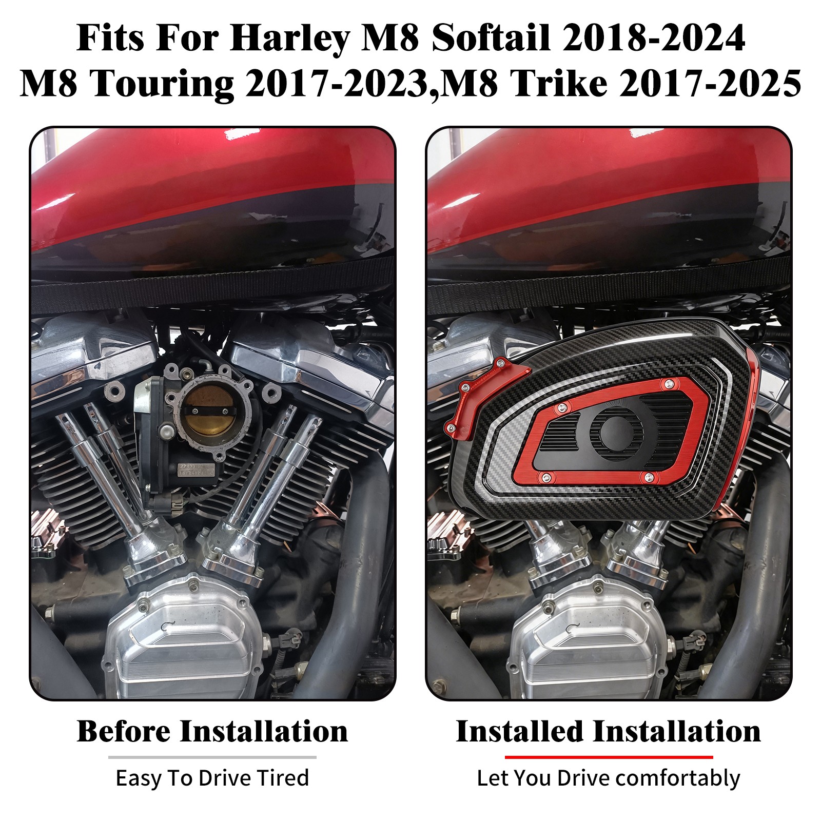 Air Filter Air Cleaner Fits For M8 Harley Softail 2018-2024 Touring 2017-2025