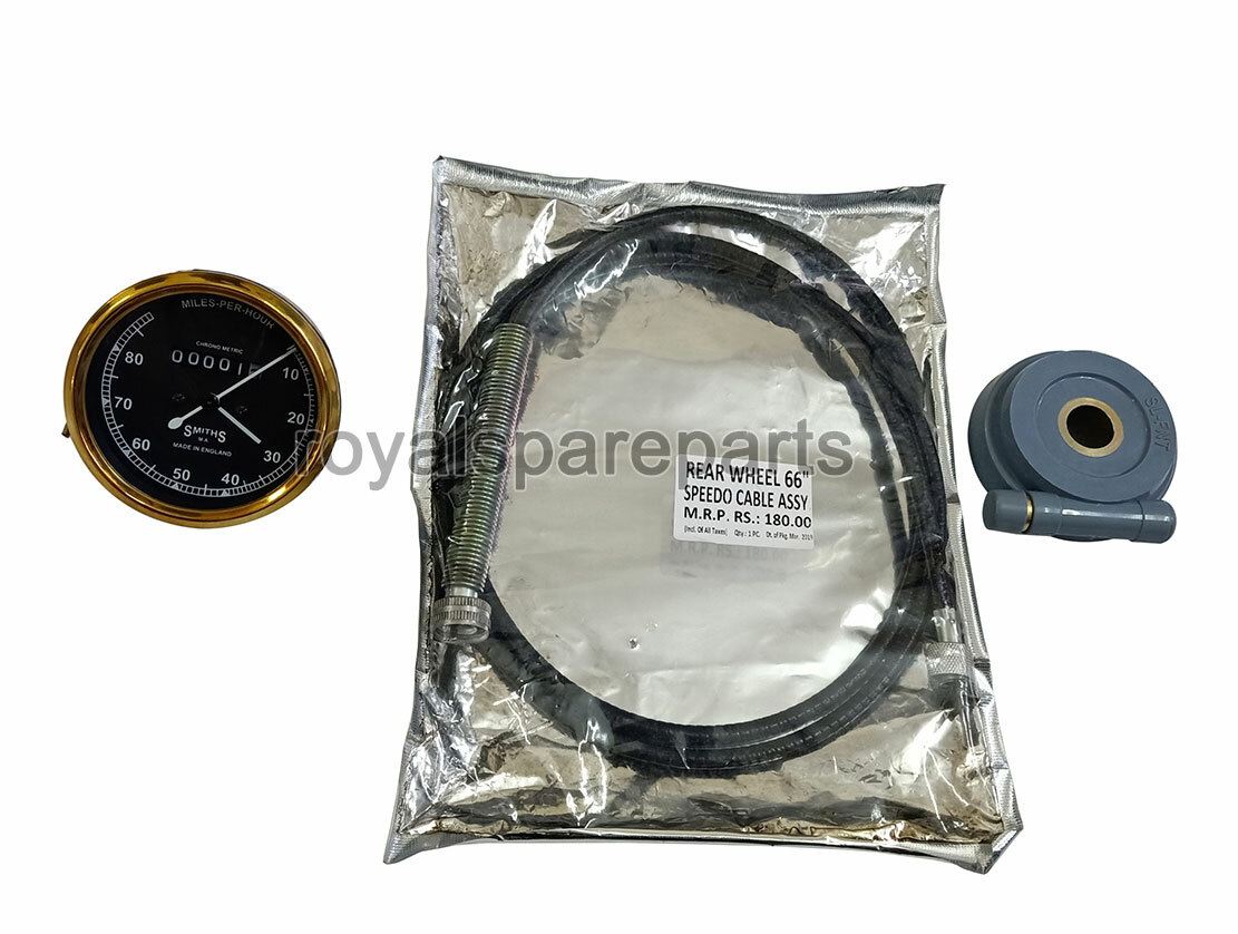 Replica Smiths Speedometer Brass Bezel 0-80 Mph With Alloy Hub Drive & 54″ Cable