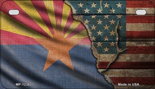 Arizona American Flag Novelty Metal Motorcycle Plate
