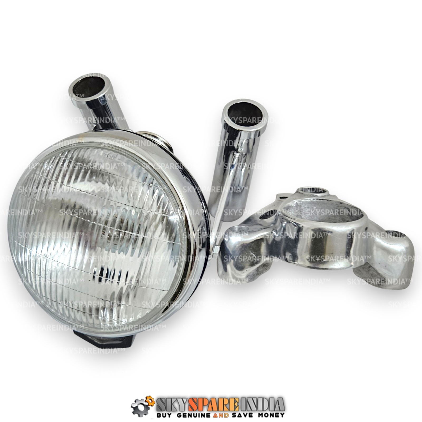 7″ Head Light With Brackets And Head Yoke Compatible With Royal Enfield